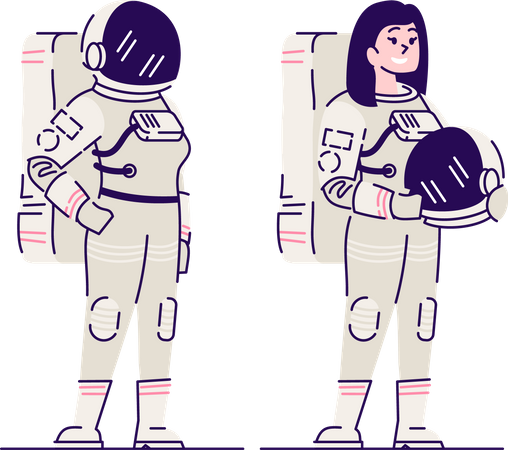 Mujer astronauta con casco  Ilustración