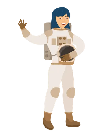 Mujer astronauta saludando  Illustration