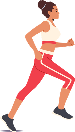 Mujer atlética en ropa deportiva corriendo maratón  Ilustración