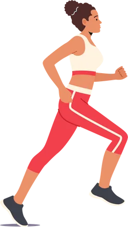 Mujer atlética en ropa deportiva corriendo maratón  Ilustración