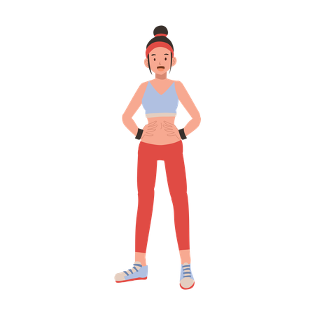 Mujer atlética en ropa deportiva posando con confianza para la motivación de fitness y el entrenamiento en el gimnasio.  Ilustración