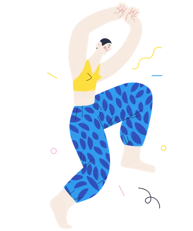 Mujer bailando de felicidad  Ilustración