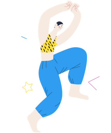 Mujer bailando de felicidad  Ilustración