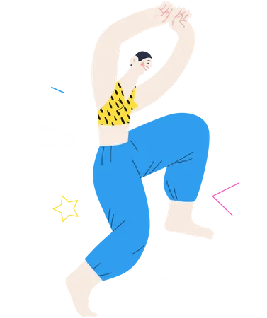 Mujer bailando de felicidad  Ilustración