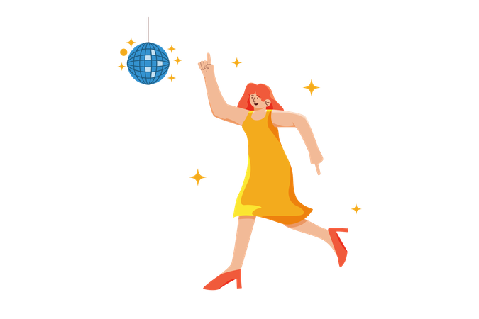 Mujer bailando en fiesta  Ilustración