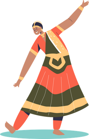 Bailarina vestida con ropa tradicional india  Ilustración