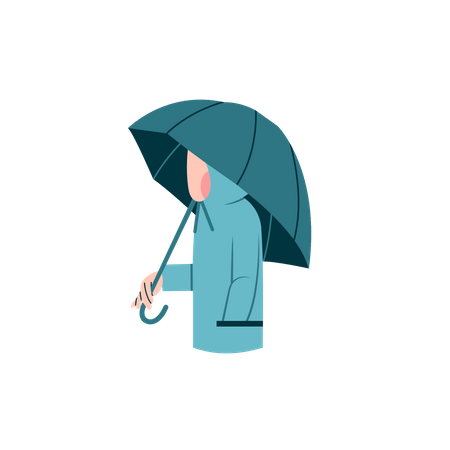 Mujer bajo paraguas  Ilustración