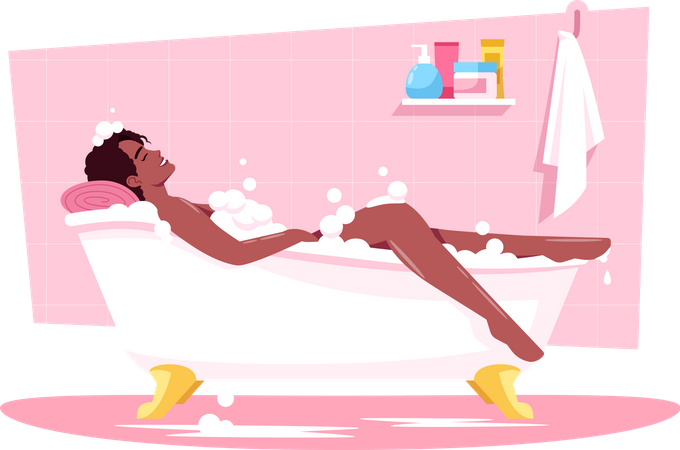Mujer bañándose  Ilustración