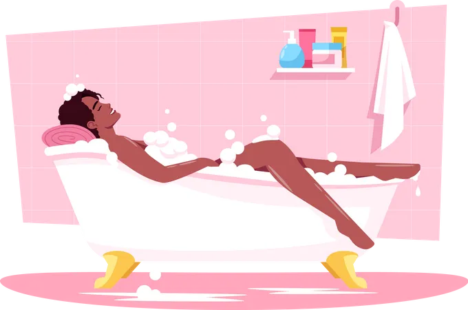 Mujer bañándose  Ilustración