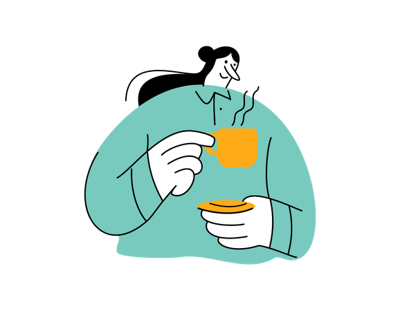 Mujer tomando cafe  Ilustración