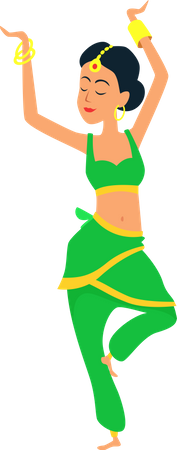 Mujer bailarina bharatnatyam  Ilustración