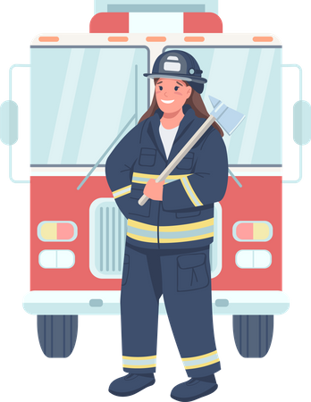 Mujer bombero  Ilustración