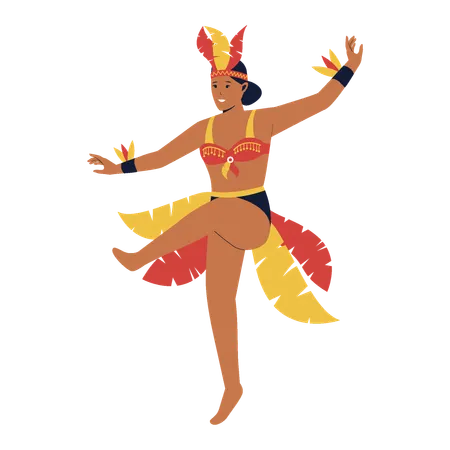 Mujer brasileña haciendo samba danc  Ilustración