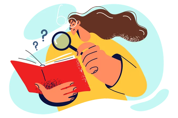 Mujer buscando en libro  Illustration