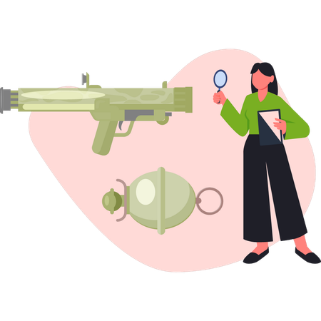 Mujer buscando rifles de dinamita  Illustration