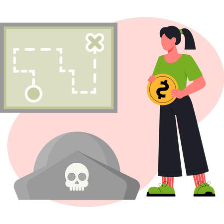 Mujer buscando ubicación  Illustration