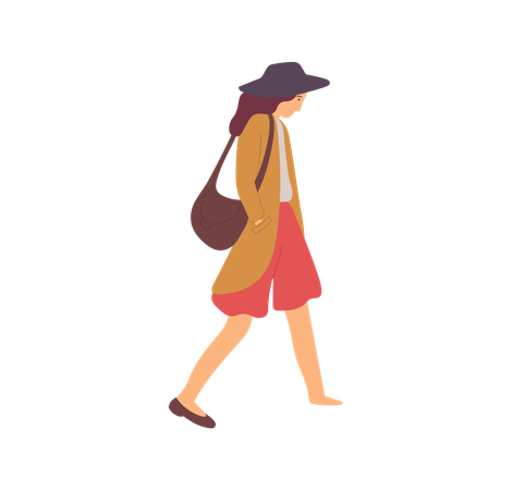 Mujer caminando después de una pelea  Ilustración