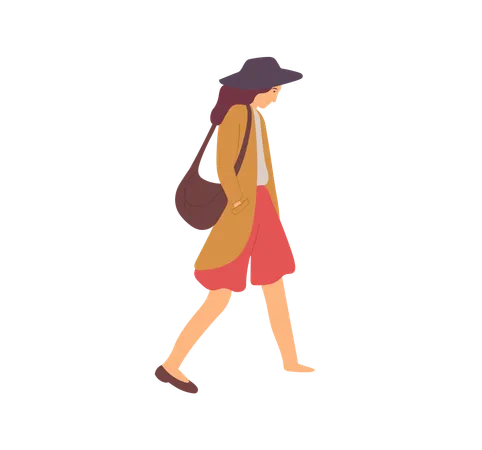 Mujer caminando después de una pelea  Ilustración