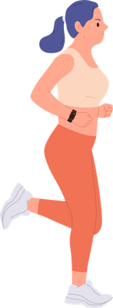 Mujer cansada y sudorosa corriendo  Ilustración