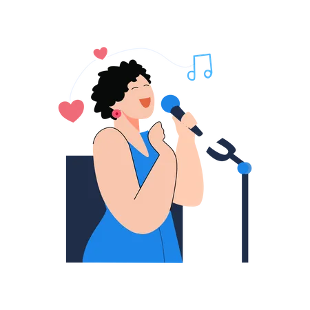 Mujer cantando una canción  Ilustración