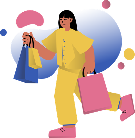 Mujer llevando bolsa de compras  Ilustración