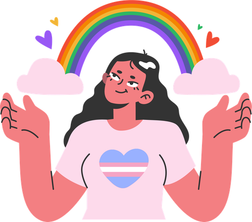 Mujer celebra el día mundial del orgullo  Ilustración