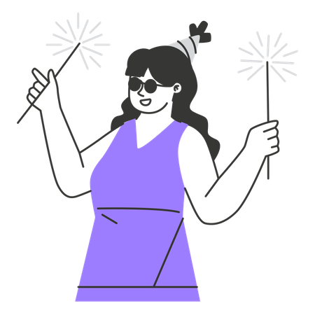 Mujer celebrando año nuevo  Ilustración