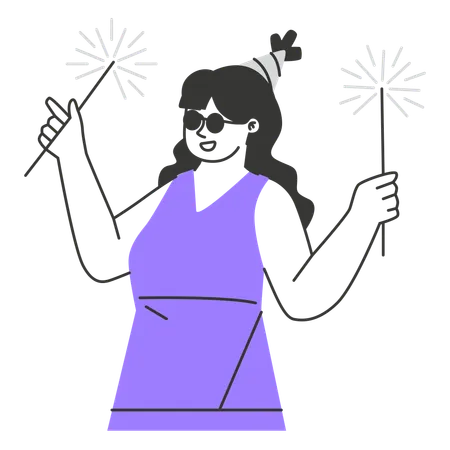 Mujer celebrando año nuevo  Ilustración