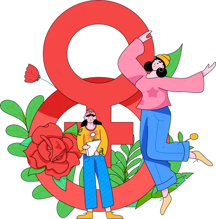 Mujer celebrando el Día de la Mujer  Ilustración