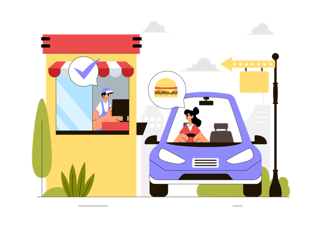 Mujer celebrando el Día Nacional del Auto-Servicio  Ilustración