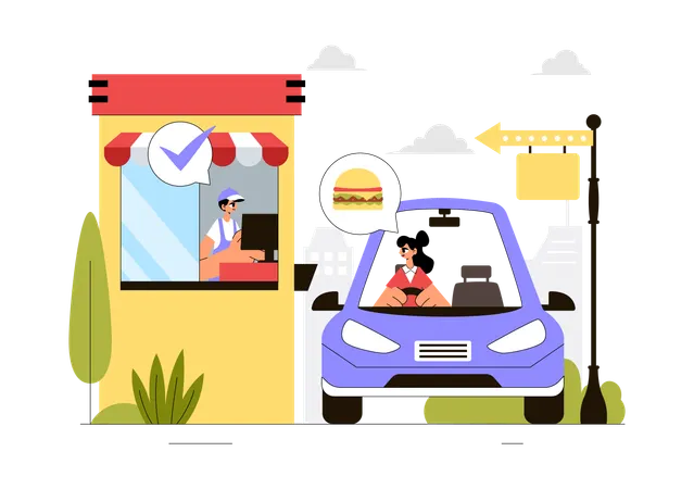 Mujer celebrando el Día Nacional del Auto-Servicio  Ilustración