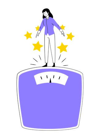 Mujer celebrando el pesaje  Ilustración
