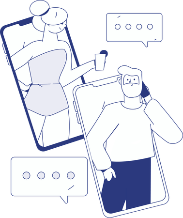 Mujer haciendo chat en línea  Ilustración