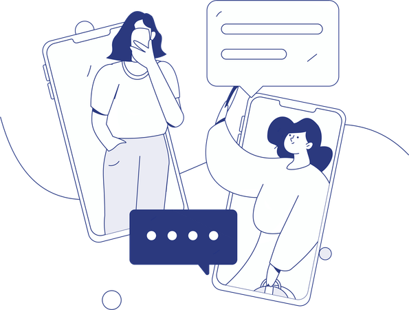 Mujer chateando en línea  Ilustración