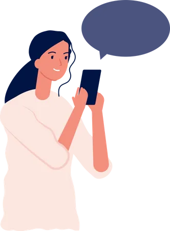 Mujer chateando por movil  Ilustración