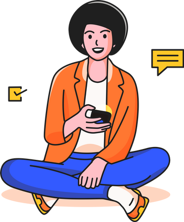 Mujer chateando por movil  Ilustración