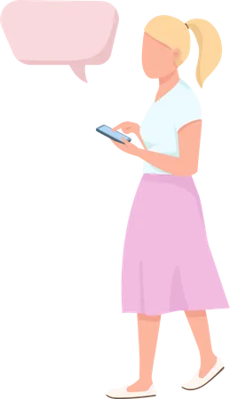 Mujer charlando por teléfono móvil  Ilustración