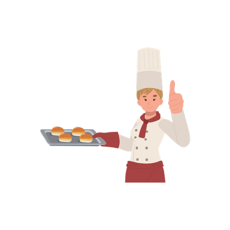 Chef femenina apareciendo gesto  Ilustración