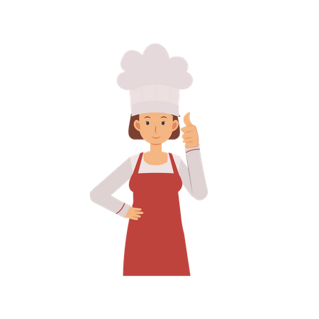 Mujer chef mostrando el pulgar hacia arriba  Ilustración