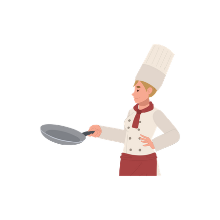 Mujer chef confiada sosteniendo pan  Ilustración