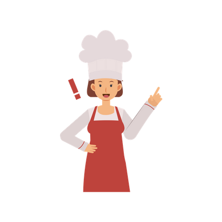 Mujer chef apuntando con el dedo hacia arriba  Ilustración