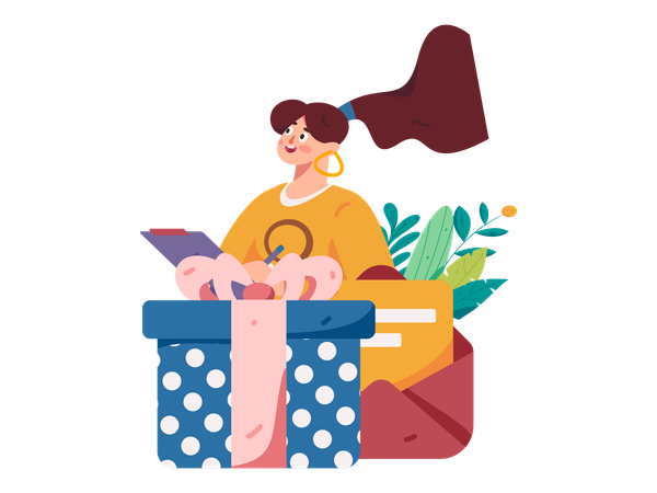 Mujer comprobar recibo de compras  Illustration