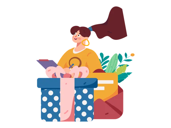 Mujer comprobar recibo de compras  Illustration