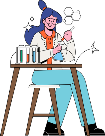 Mujer científica haciendo investigación  Ilustración