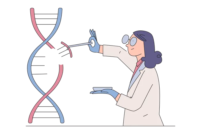 Científica tomando muestra de ADN  Ilustración