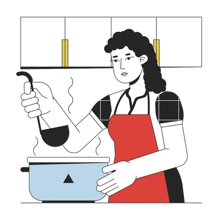 Mujer cocinando en casa  Illustration