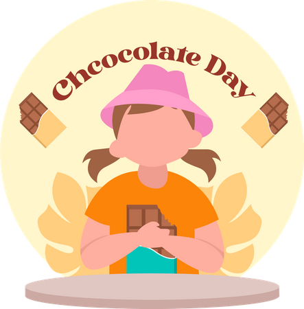 Mujer comiendo chocolate  Ilustración