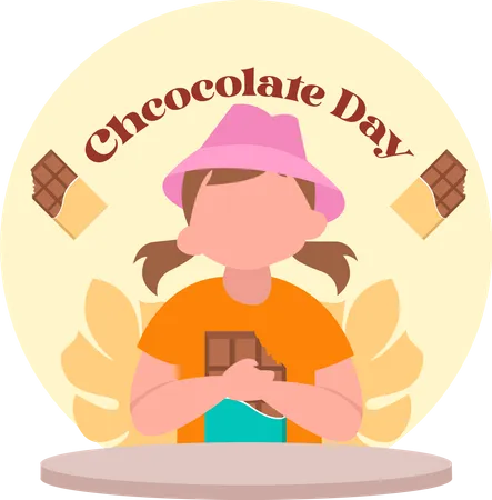 Mujer comiendo chocolate  Ilustración