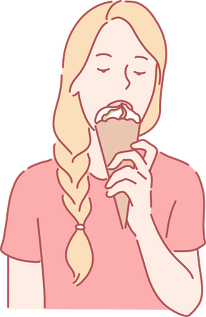 Mujer comiendo helado  Illustration