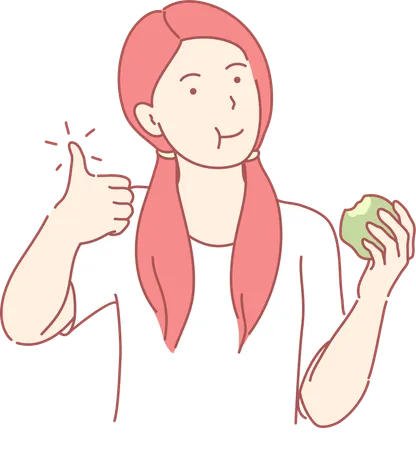 Mujer comiendo manzana  Ilustración